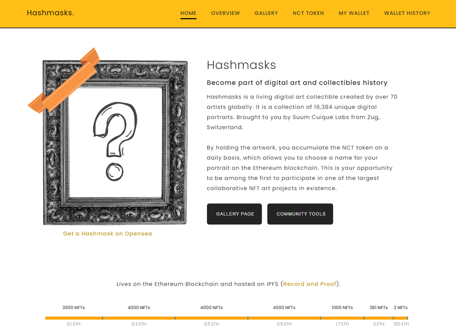 Hashmasks - покупают и продают предметы коллекционирования и произведения искусства NFT