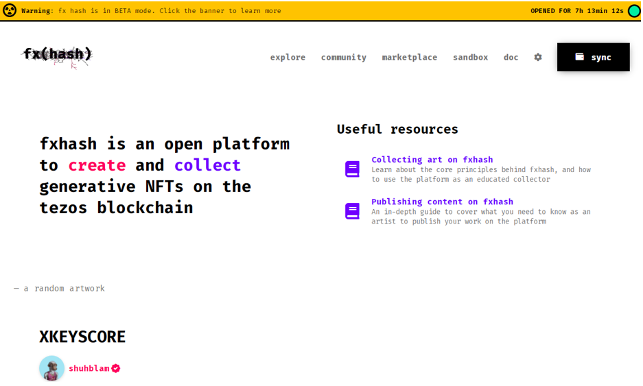 FXhash маркетплейс nft