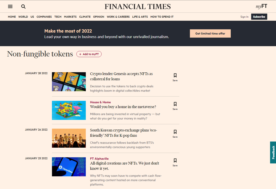 FT блог об нфт