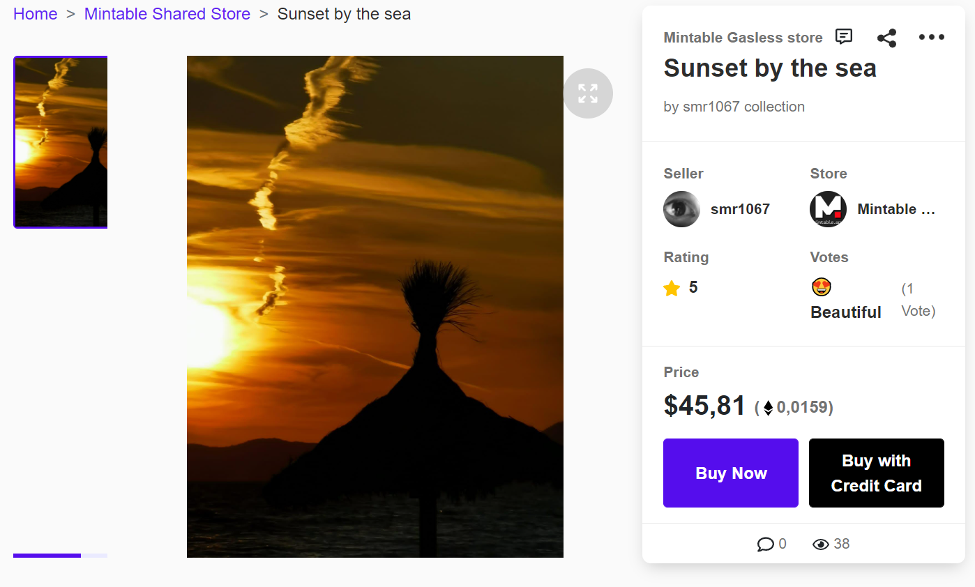 Sunset by the sea nft токен для покупки
