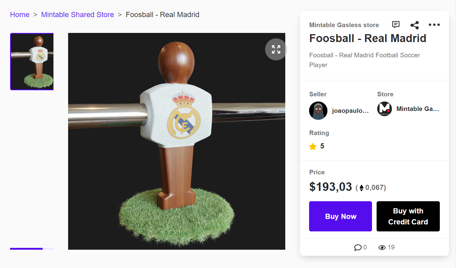 nft токен Foosball - Real Madrid