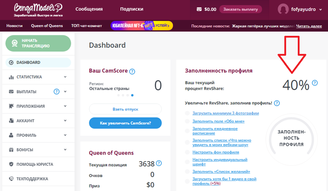 40% revshare на bongacams