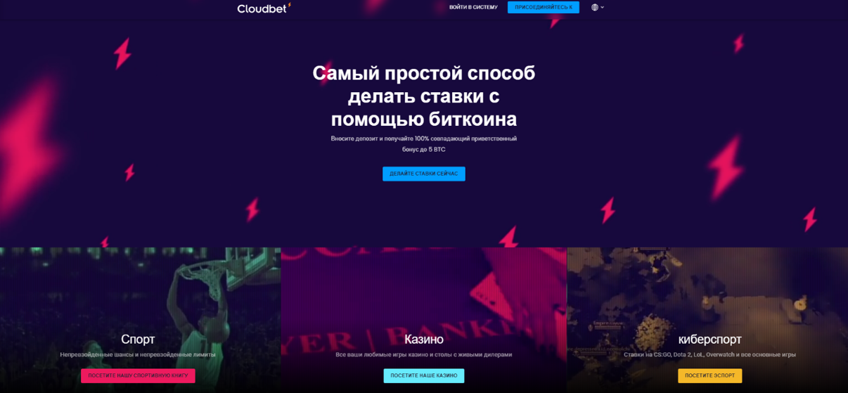ставки в биткоине на Cloudbet